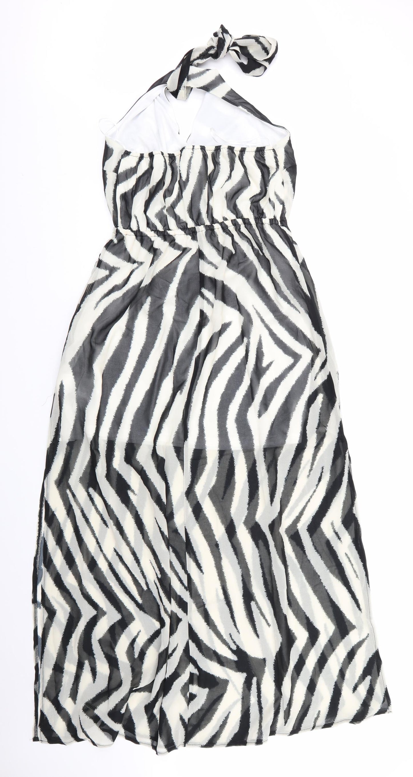 Lipsy London Womens Black Animal Print  Maxi  Size 10  - Half lined Vented side hems to knee level