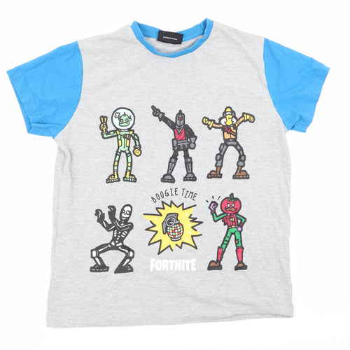 Fortnite Boys Grey   Basic T-Shirt Size L  - Boogie Time