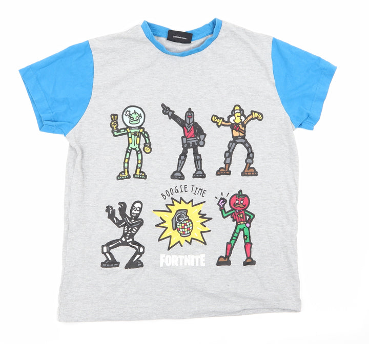 Fortnite Boys Grey   Basic T-Shirt Size L  - Boogie Time