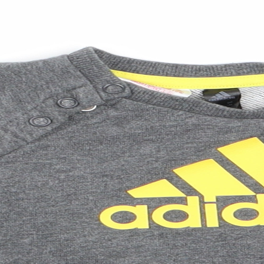 adidas Baby Grey   Pullover Jumper Size 3-6 Months  - Yellow logo Sweatshirt