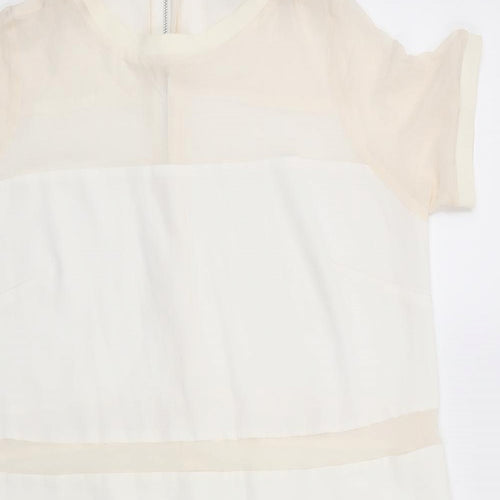 Premium Nex Womens Ivory Colourblock  Shift  Size 14  - Back zip Sheer Sections to dress