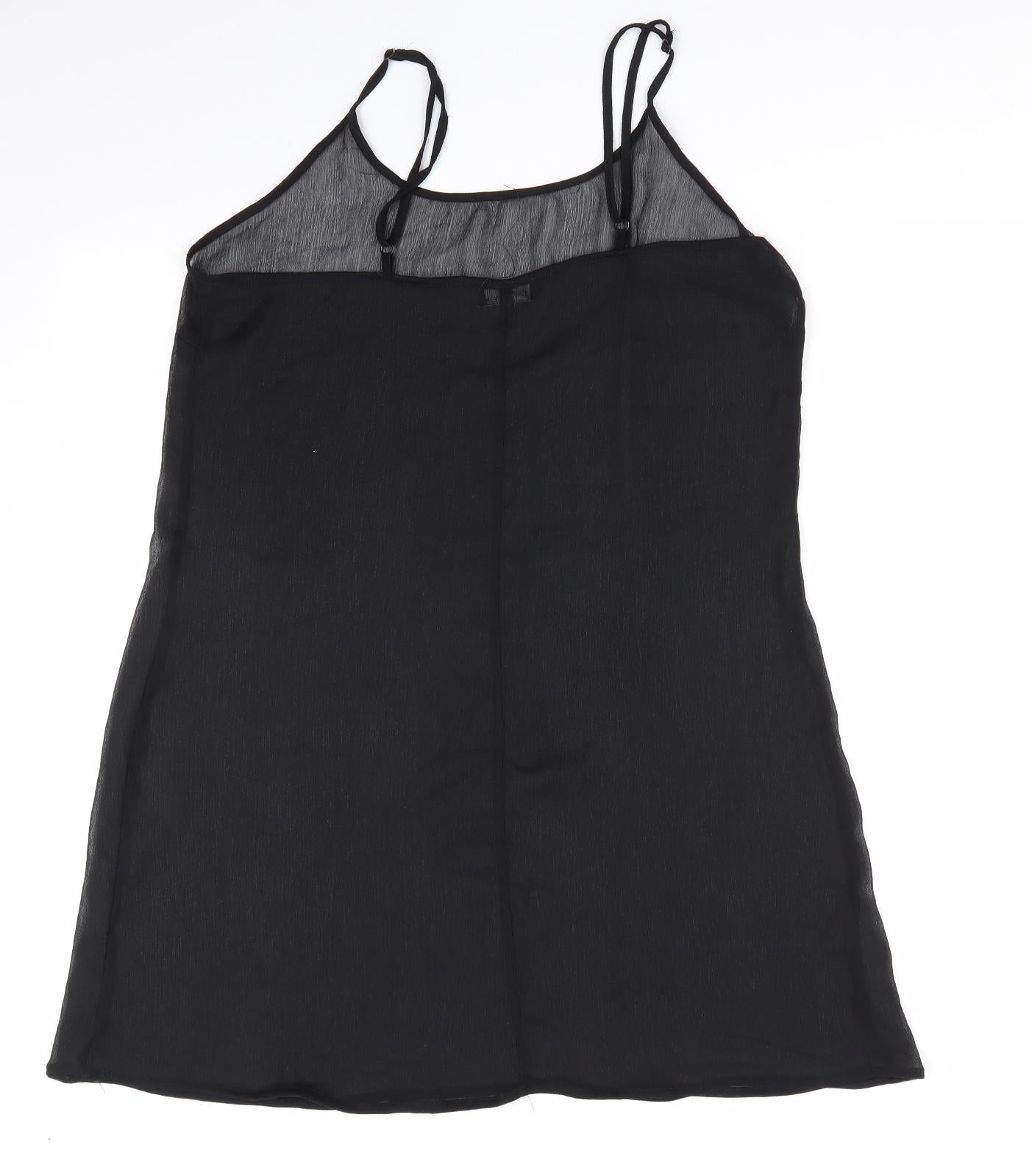 NEXT Womens Black Solid  Chemise Dress Size 18  - Sheer