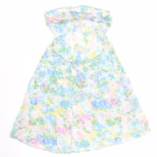 Topshop Womens Blue Floral  Slip Dress  Size S  - Elasticated bust & low waist to back