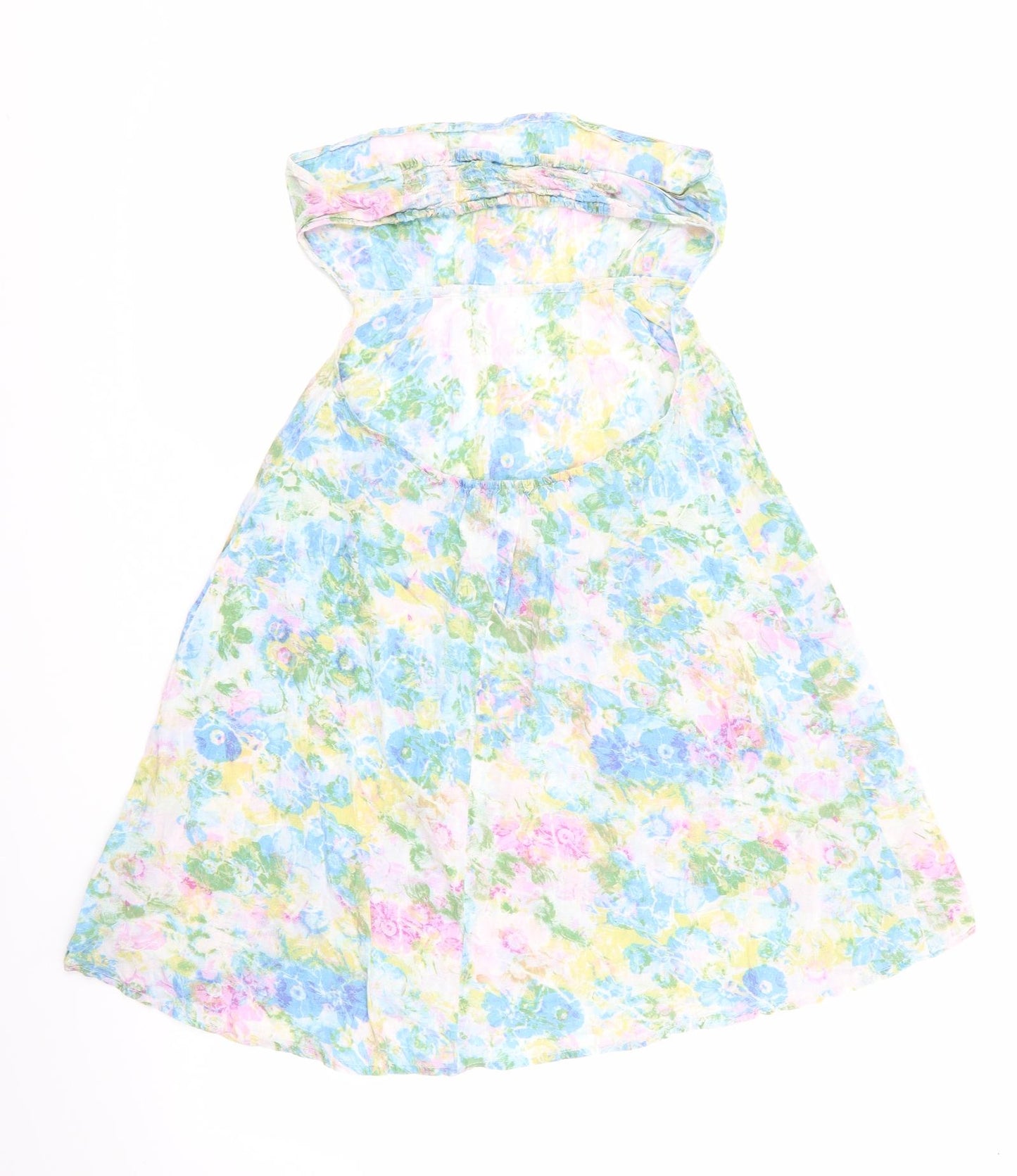 Topshop Womens Blue Floral  Slip Dress  Size S  - Elasticated bust & low waist to back