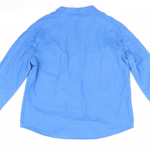 Dayou Womens Blue   Basic Button-Up Size 2XL  - Mandarin Collar
