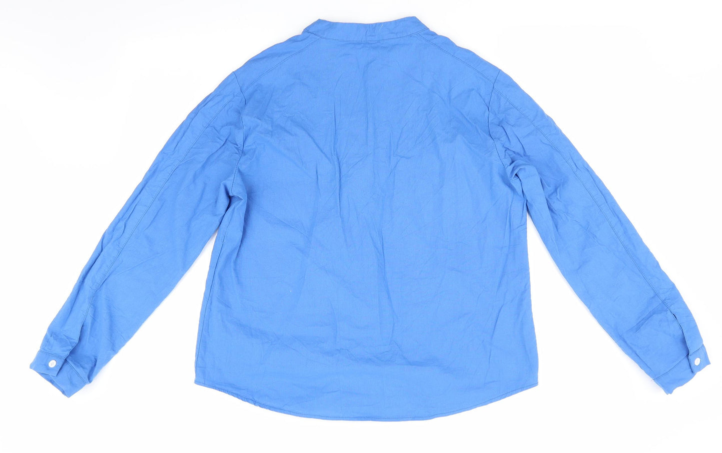 Dayou Womens Blue   Basic Button-Up Size 2XL  - Mandarin Collar