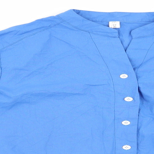 Dayou Womens Blue   Basic Button-Up Size 2XL  - Mandarin Collar