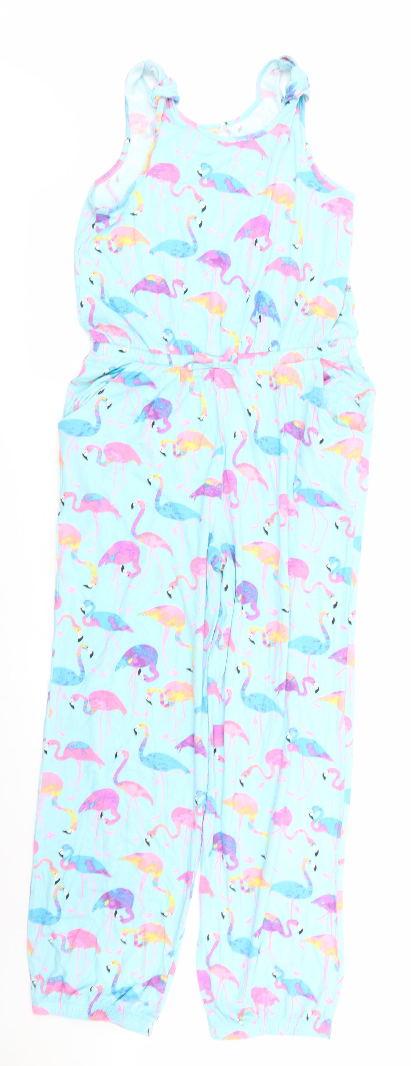 Blue Zoo Girls Blue Animal Print  Playsuit One-Piece Size 13-14 Years  - Flamingo Print Elasticated Ankles