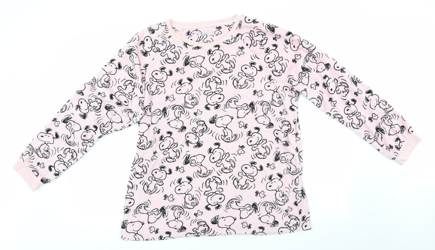 Primark Womens Pink Animal Print   Pyjama Top Size L  - Peanuts & Woodstock Print
