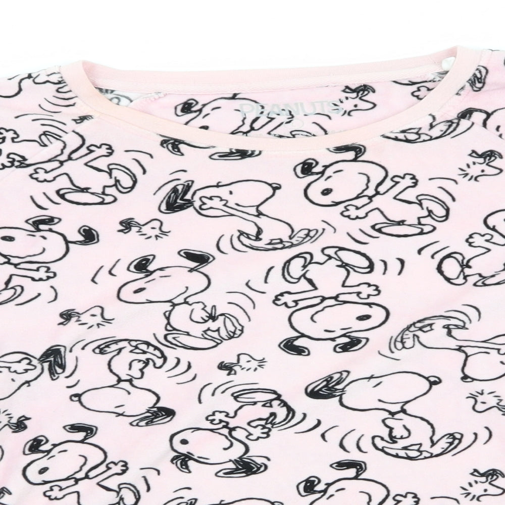 Primark Womens Pink Animal Print   Pyjama Top Size L  - Peanuts & Woodstock Print