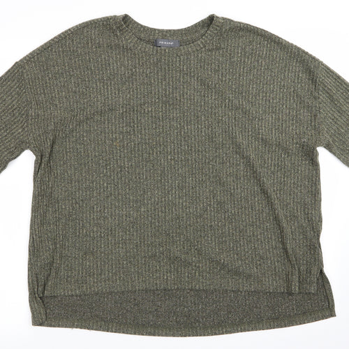 Primark Womens Green Striped  Pullover Jumper Size L  - Soft Feel Vertical Stripe