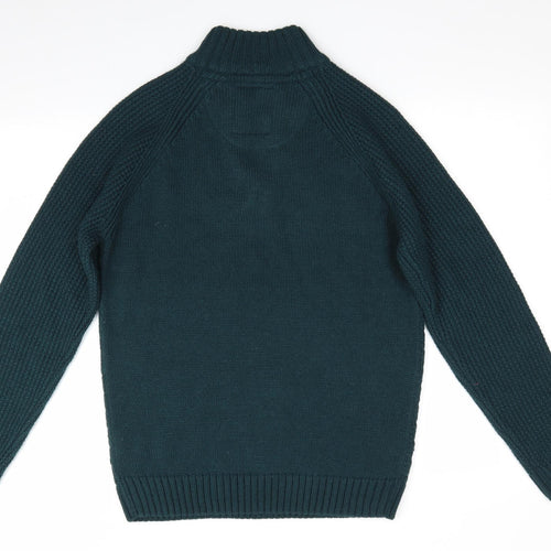 Threadbare Mens Green Herringbone  Pullover Jumper Size M  - Collared