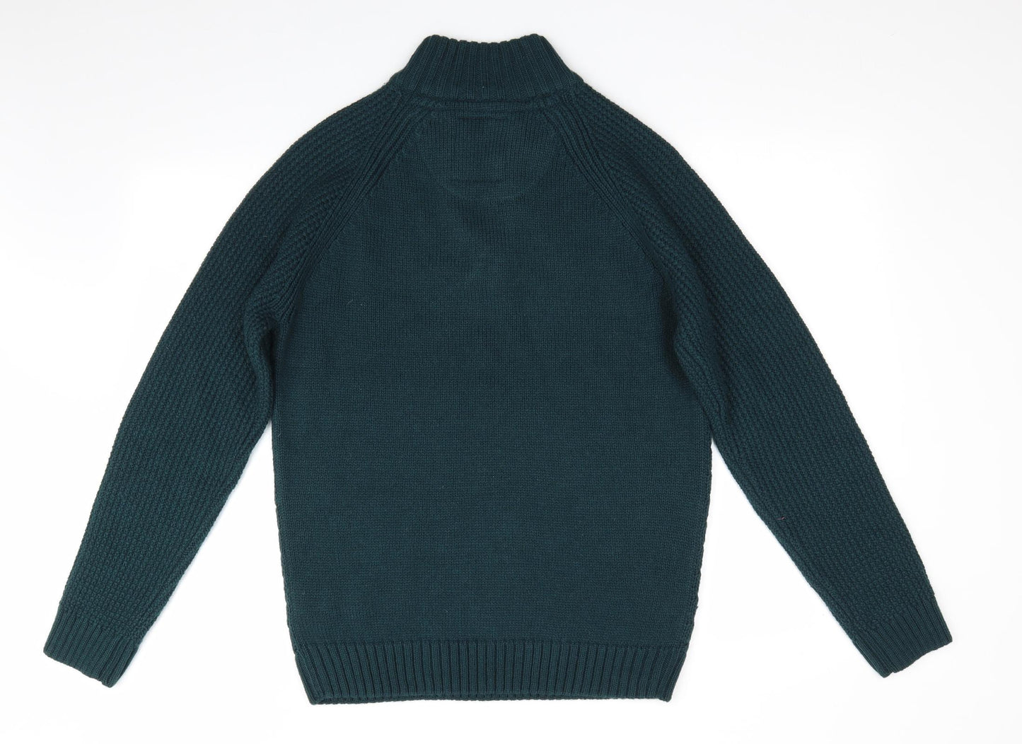 Threadbare Mens Green Herringbone  Pullover Jumper Size M  - Collared