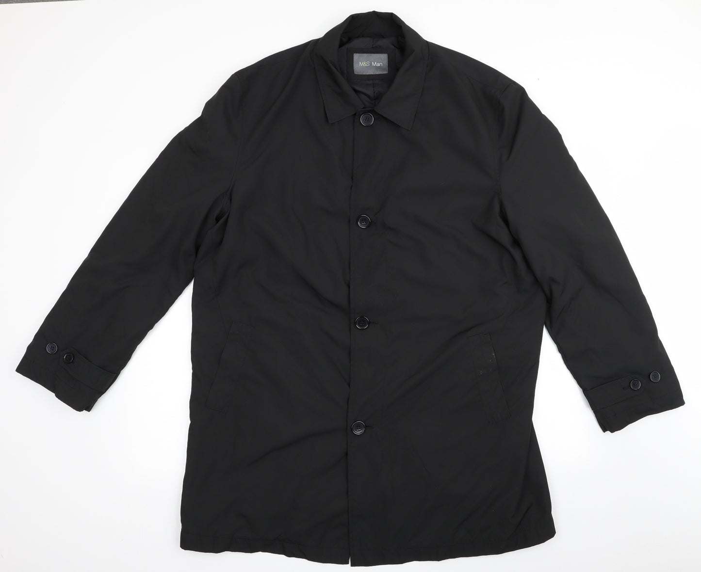 Marks and Spencer Mens Black   Overcoat Coat