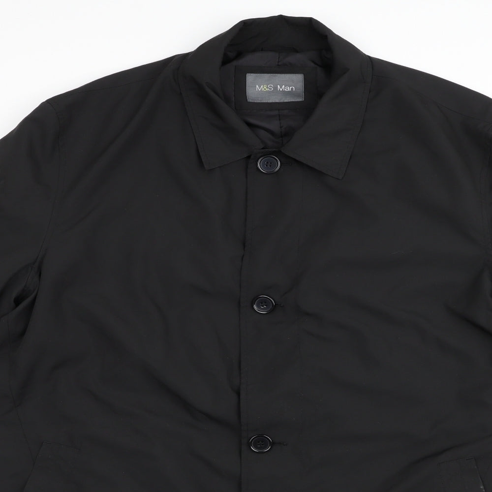 Marks and Spencer Mens Black   Overcoat Coat
