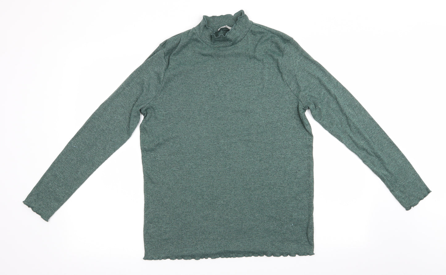 TU Womens Green   Pullover Jumper Size 16  - Crinkle edge hem cuffs and neck
