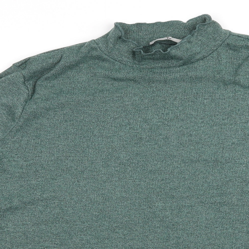 TU Womens Green   Pullover Jumper Size 16  - Crinkle edge hem cuffs and neck