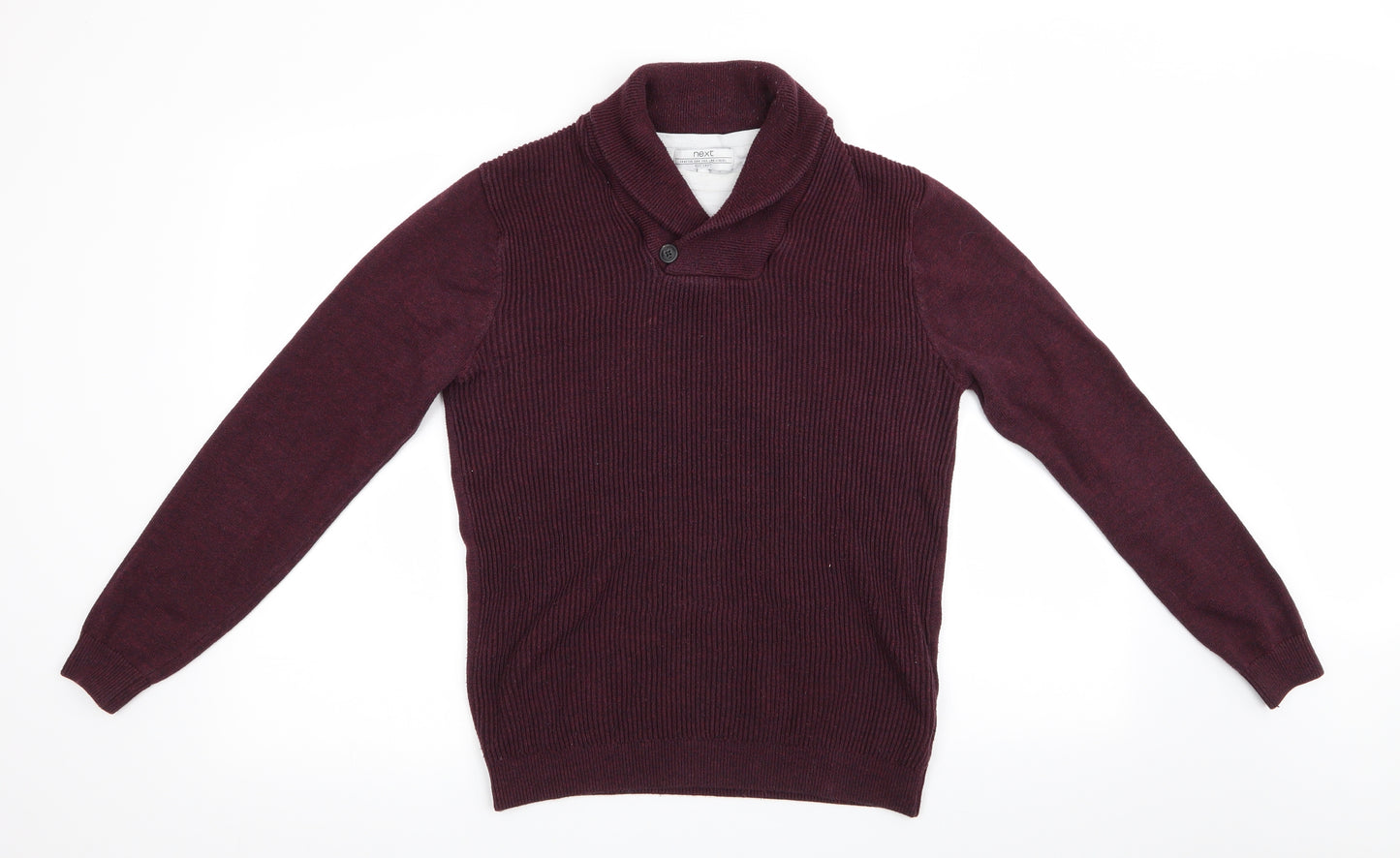 NEXT Mens Purple Striped  Pullover Jumper Size M  - Faux T-Shirt Front Burgandy