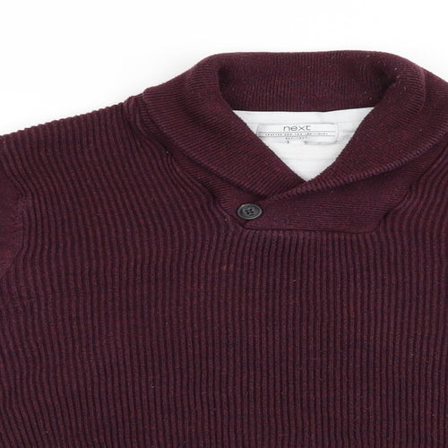 NEXT Mens Purple Striped  Pullover Jumper Size M  - Faux T-Shirt Front Burgandy