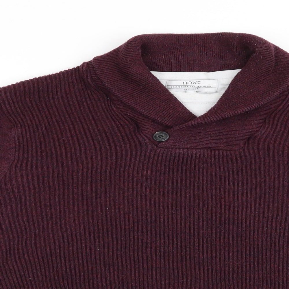 NEXT Mens Purple Striped  Pullover Jumper Size M  - Faux T-Shirt Front Burgandy