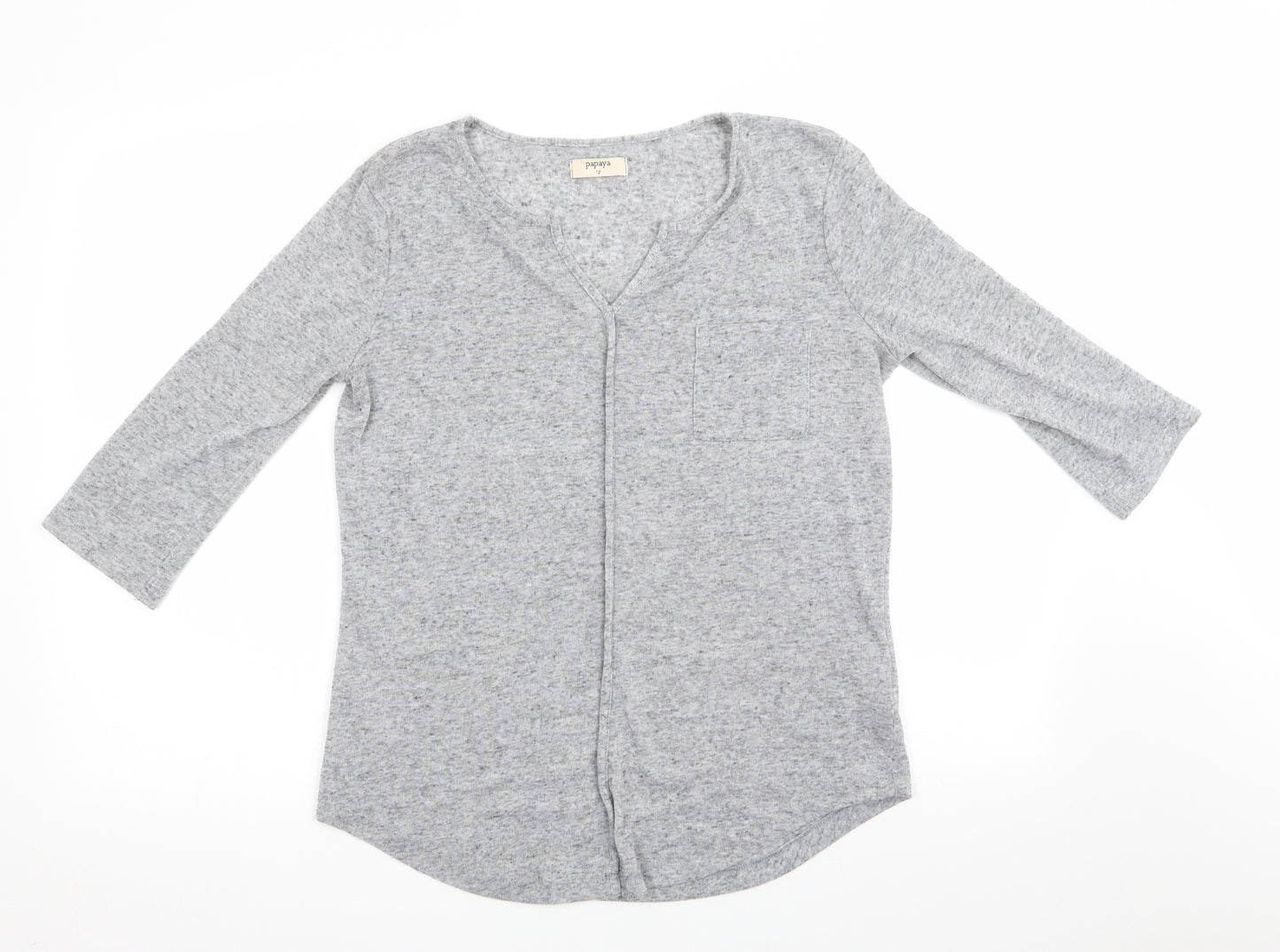 Papaya Womens Grey   Tunic Jumper Size 12  - Front Seam Detail