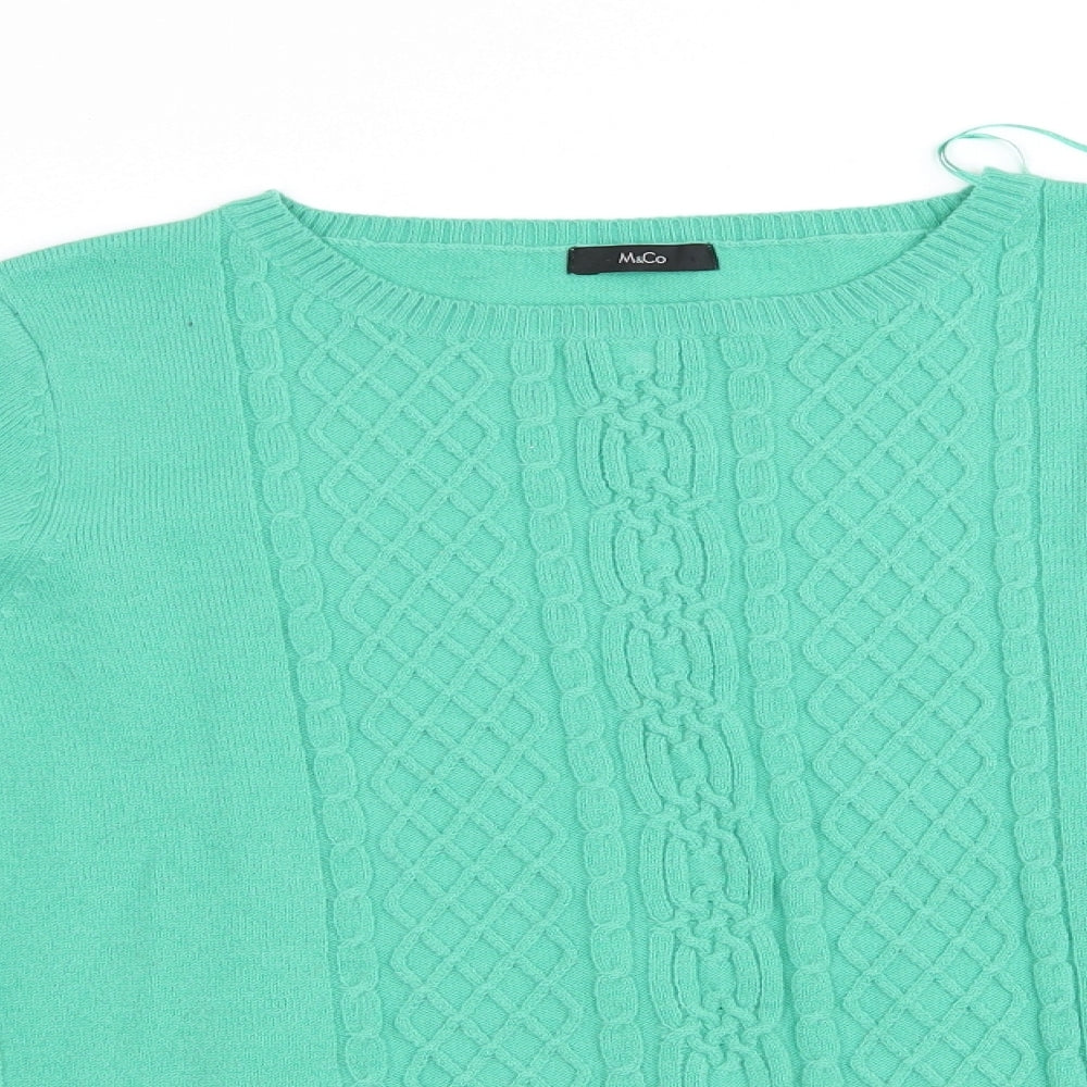 M&Co Womens Green   Pullover Jumper Size 10  - Emerald Green