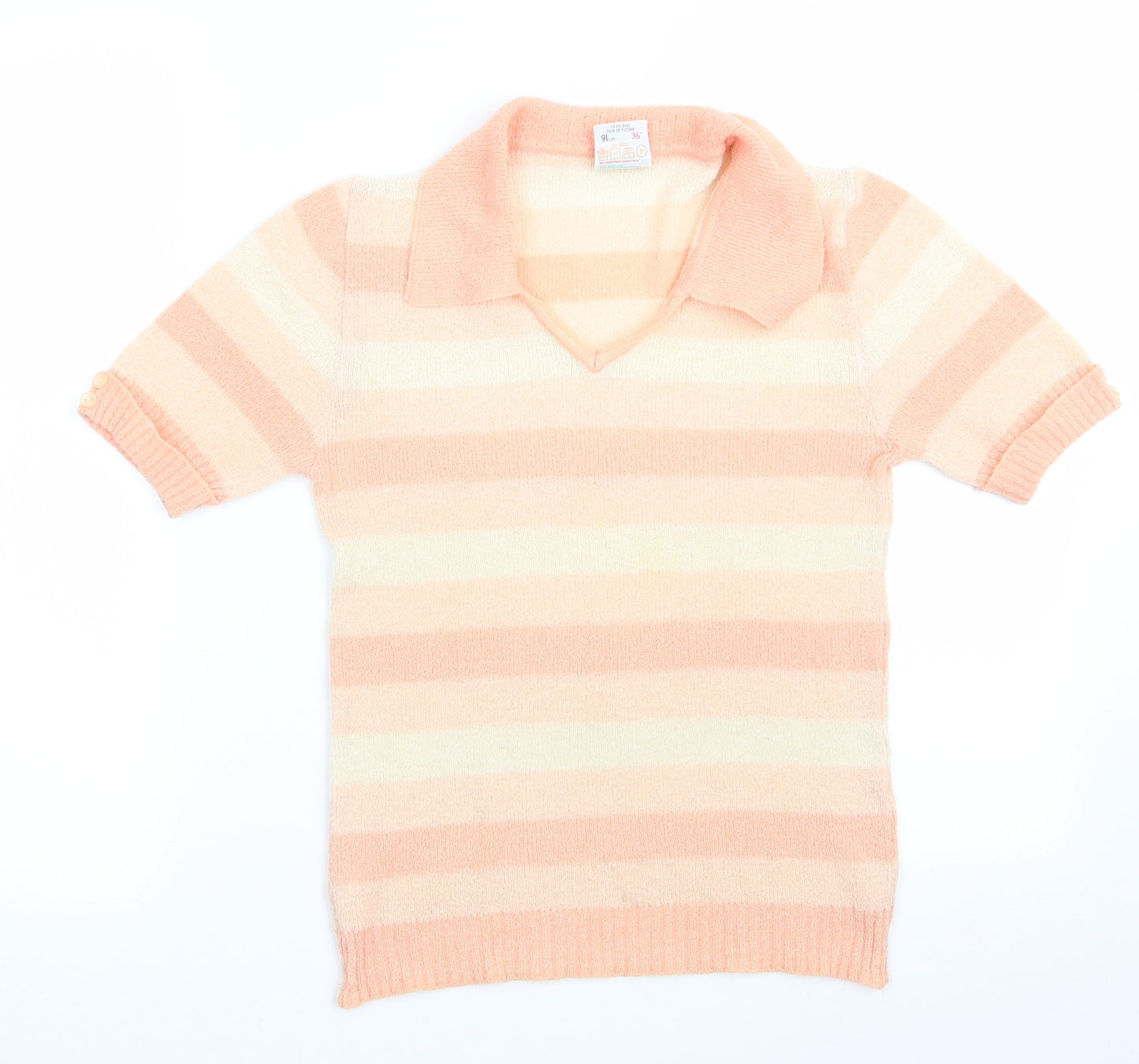 Marks and Spencer Womens Orange Striped  Pullover Jumper Size 14  - Orange Lemon Peach
