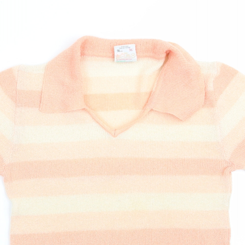 Marks and Spencer Womens Orange Striped  Pullover Jumper Size 14  - Orange Lemon Peach