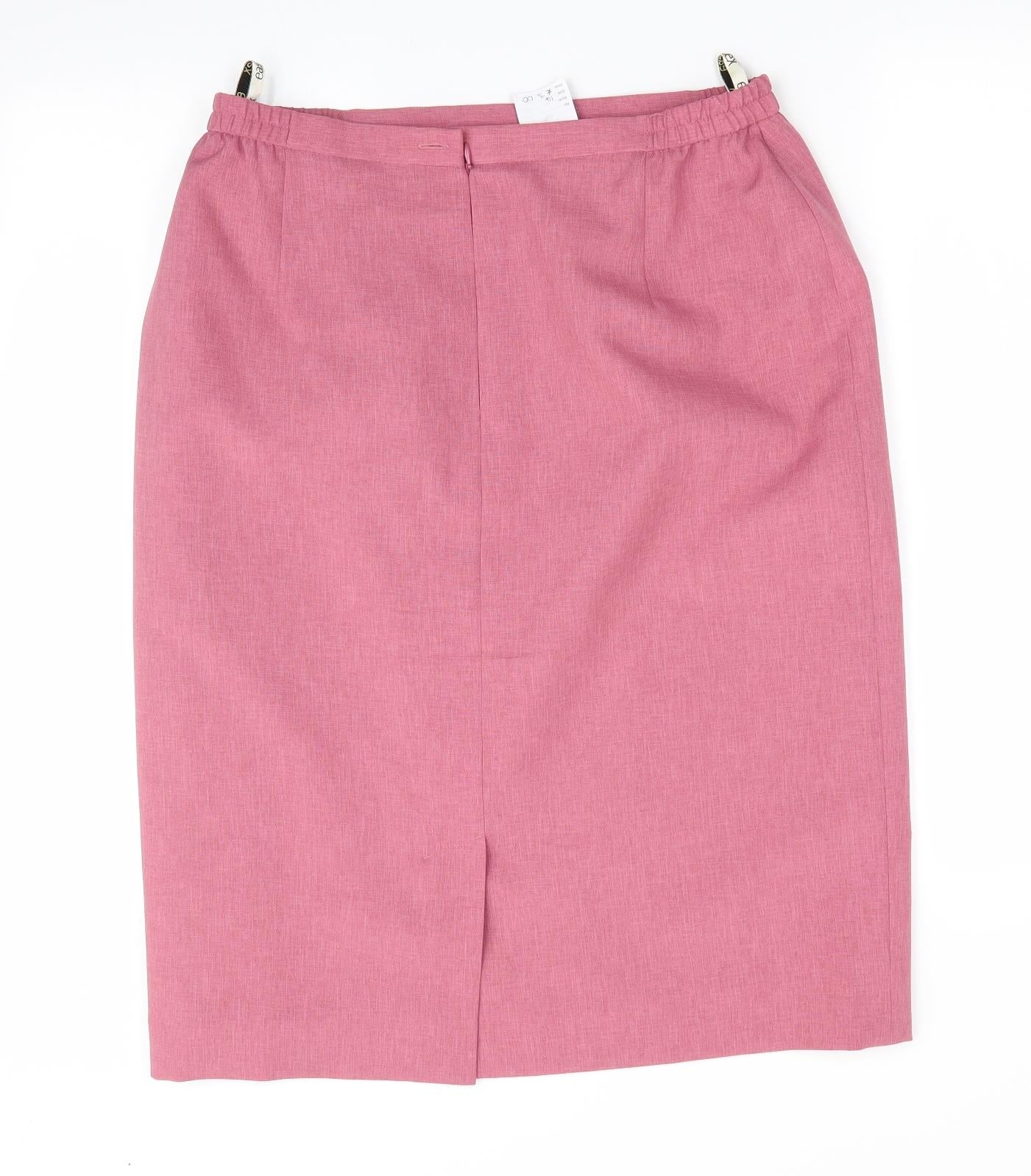 Eastex Womens Pink   Straight & Pencil Skirt Size 14  - Side Elastication Back Hem Vent