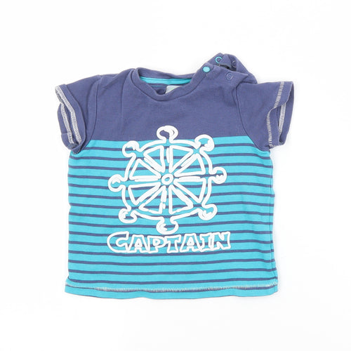 Mini Club Baby Blue Striped  Basic T-Shirt Size 12-18 Months