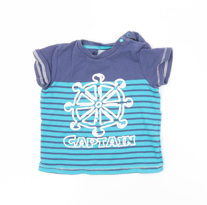 Mini Club Baby Blue Striped  Basic T-Shirt Size 12-18 Months