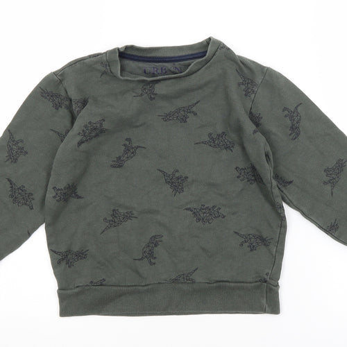 URBAN RASCALS Boys Green Animal Print  Pullover Sweatshirt Size 5-6 Years