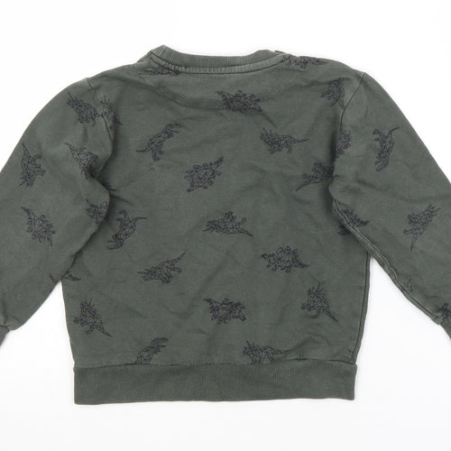 URBAN RASCALS Boys Green Animal Print  Pullover Sweatshirt Size 5-6 Years