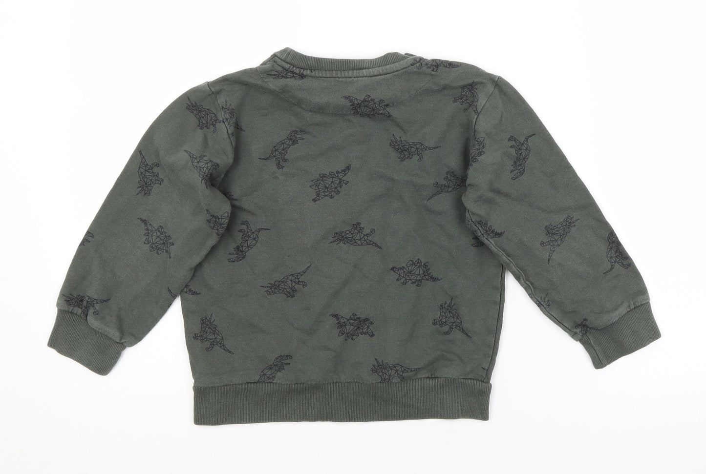 URBAN RASCALS Boys Green Animal Print  Pullover Sweatshirt Size 5-6 Years