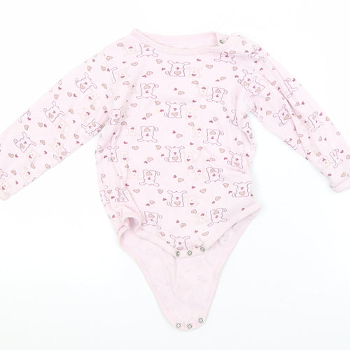 Preworn Baby Pink Animal Print  Babygrow One-Piece Size 18 Months