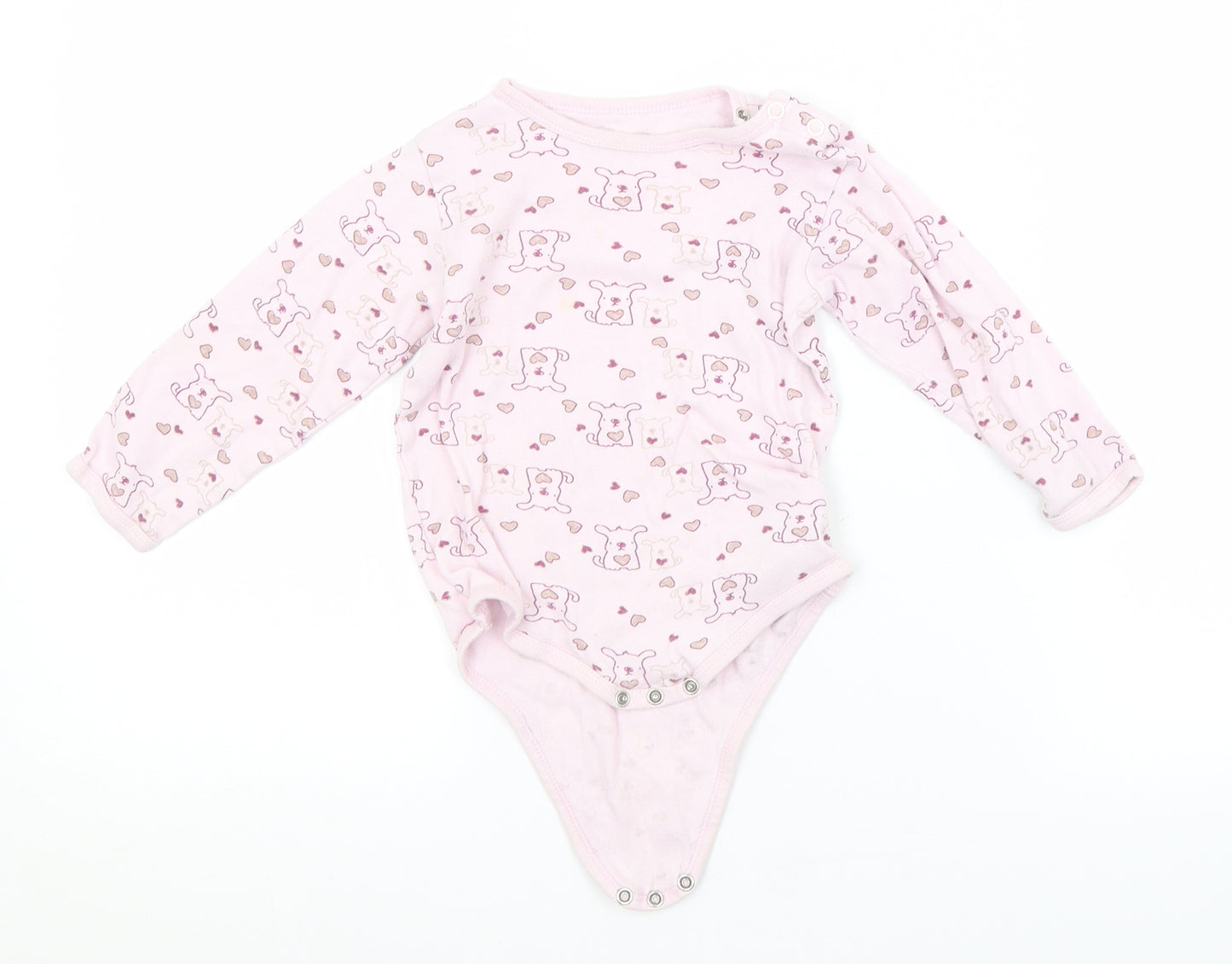 Preworn Baby Pink Animal Print  Babygrow One-Piece Size 18 Months