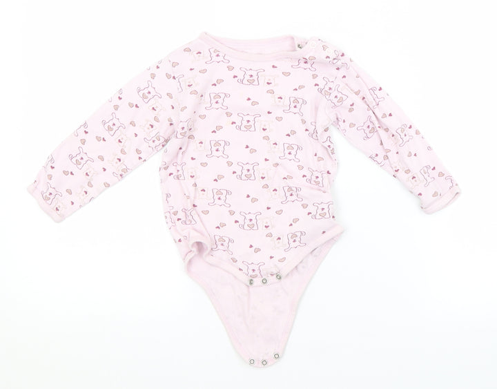 Preworn Baby Pink Animal Print  Babygrow One-Piece Size 18 Months