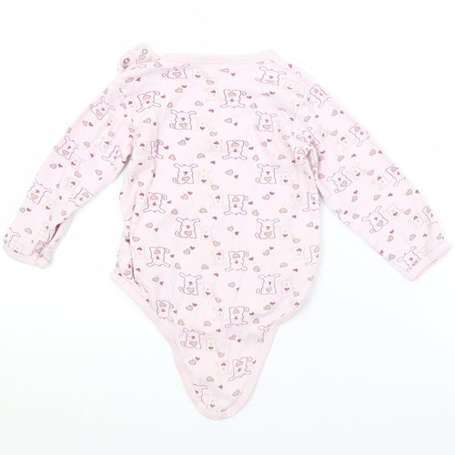 Preworn Baby Pink Animal Print  Babygrow One-Piece Size 18 Months