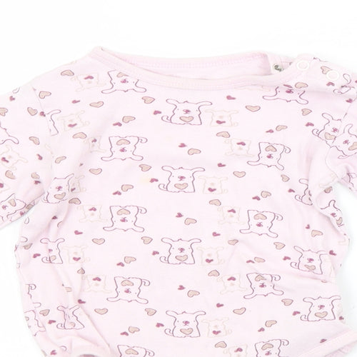 Preworn Baby Pink Animal Print  Babygrow One-Piece Size 18 Months