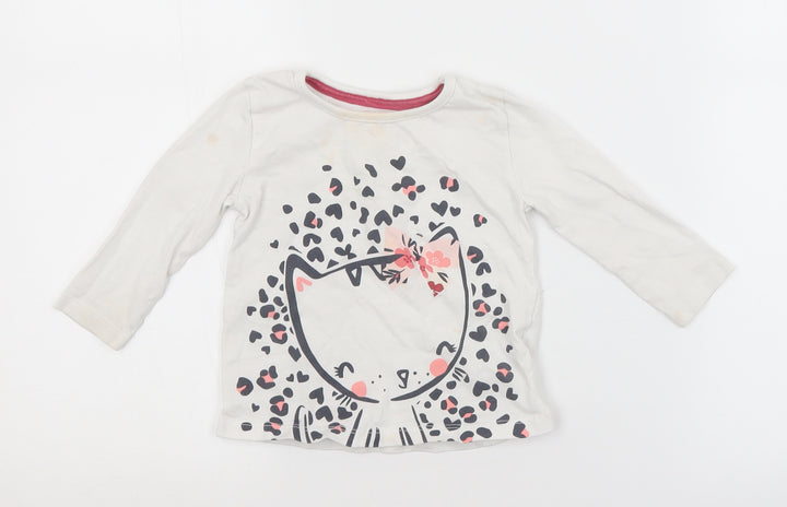 LULLABY Girls White   Basic T-Shirt Size 6-9 Months