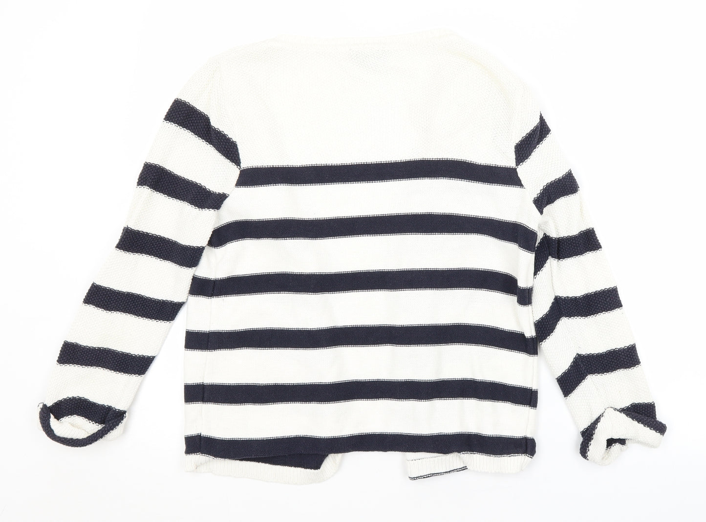 Topshop Womens White Striped  Cardigan Jumper Size 10
