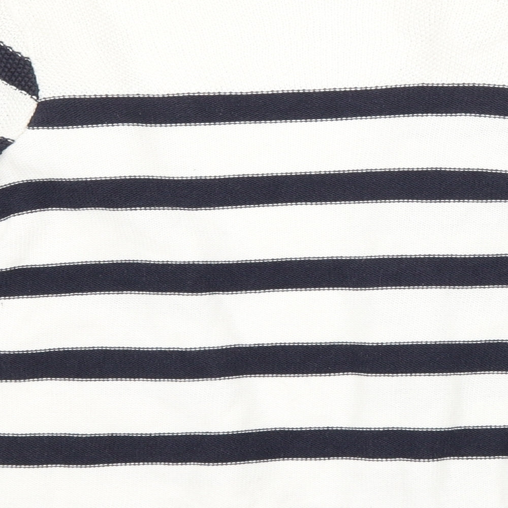 Topshop Womens White Striped  Cardigan Jumper Size 10