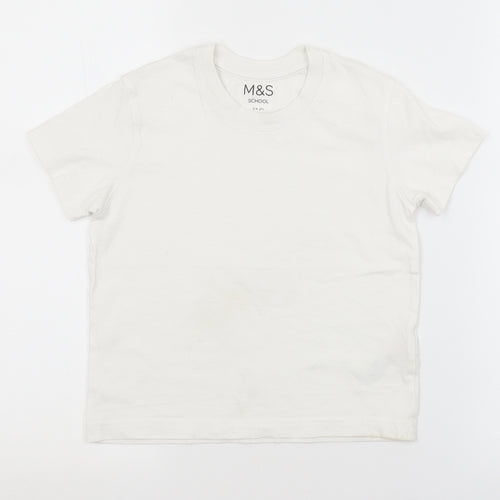 M&S SCHOOL Boys White   Basic T-Shirt Size 3-4 Years  - SCHOOL T-SHIRT
