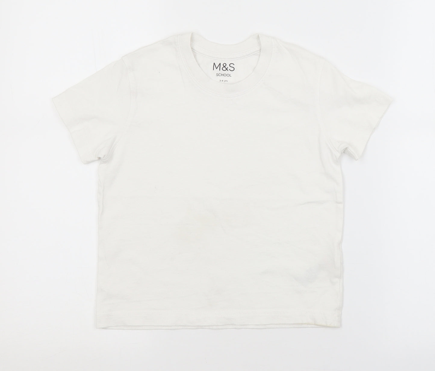 M&S SCHOOL Boys White   Basic T-Shirt Size 3-4 Years  - SCHOOL T-SHIRT