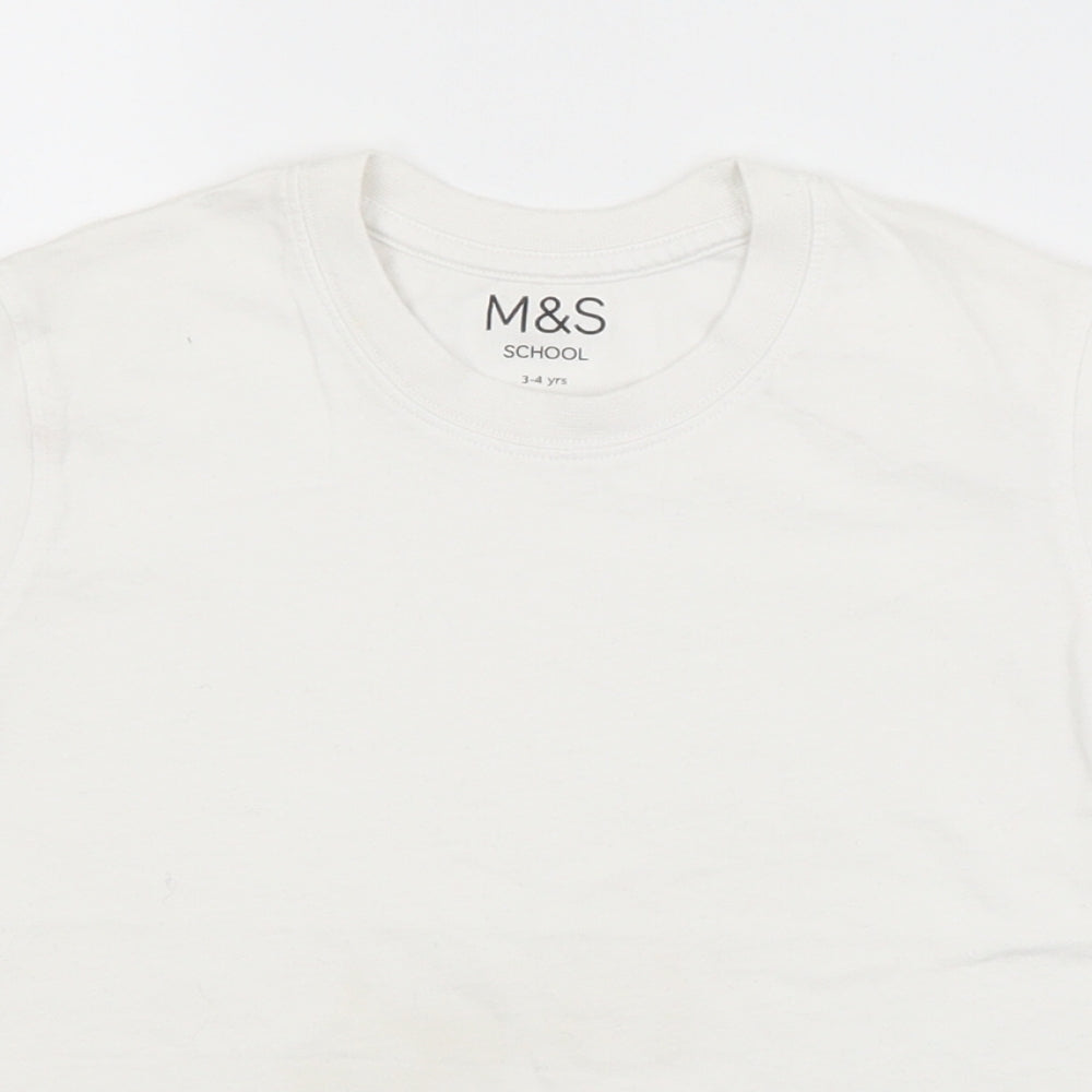 M&S SCHOOL Boys White   Basic T-Shirt Size 3-4 Years  - SCHOOL T-SHIRT