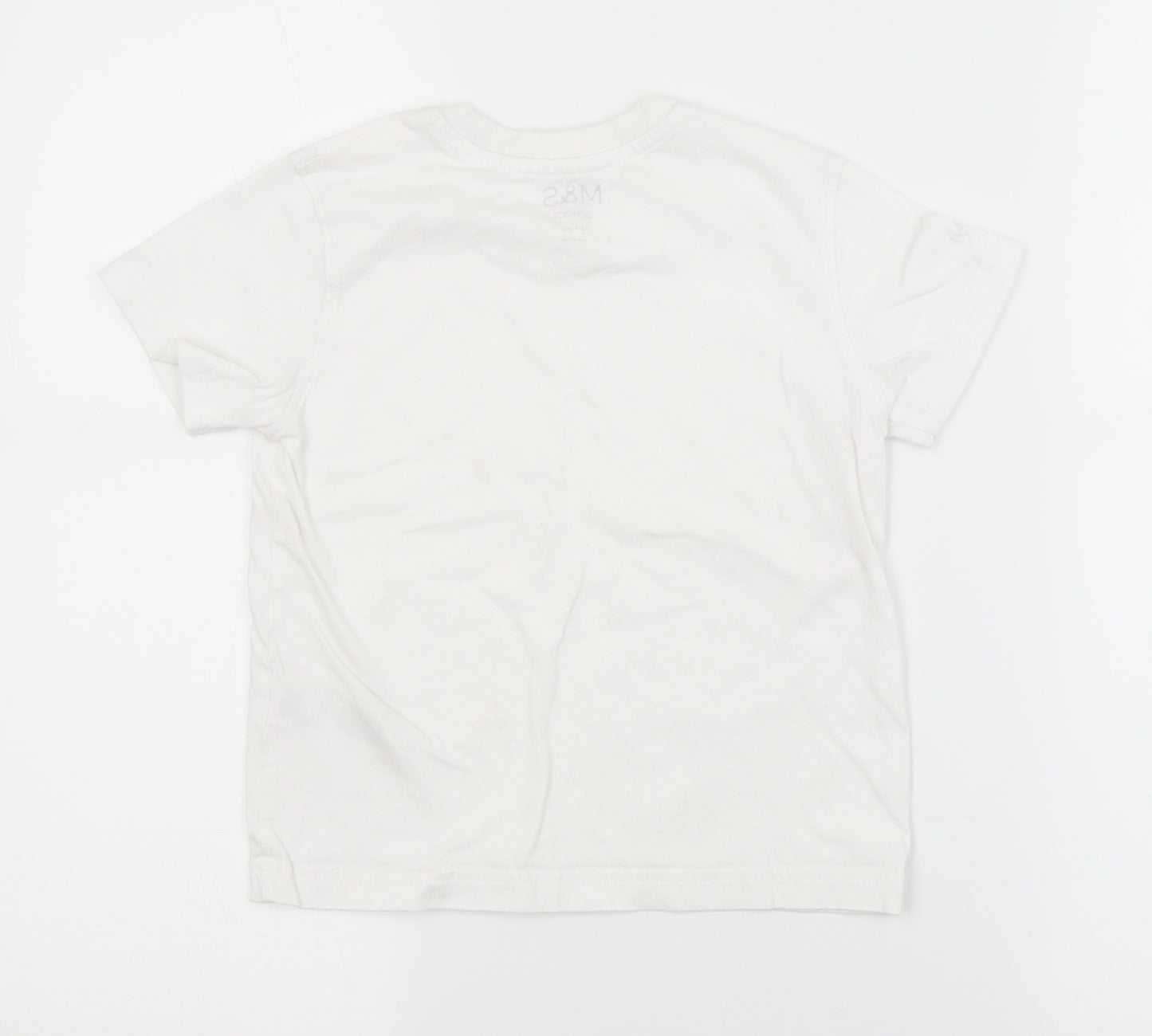 M&S SCHOOL Boys White   Basic T-Shirt Size 3-4 Years  - SCHOOL T-SHIRT