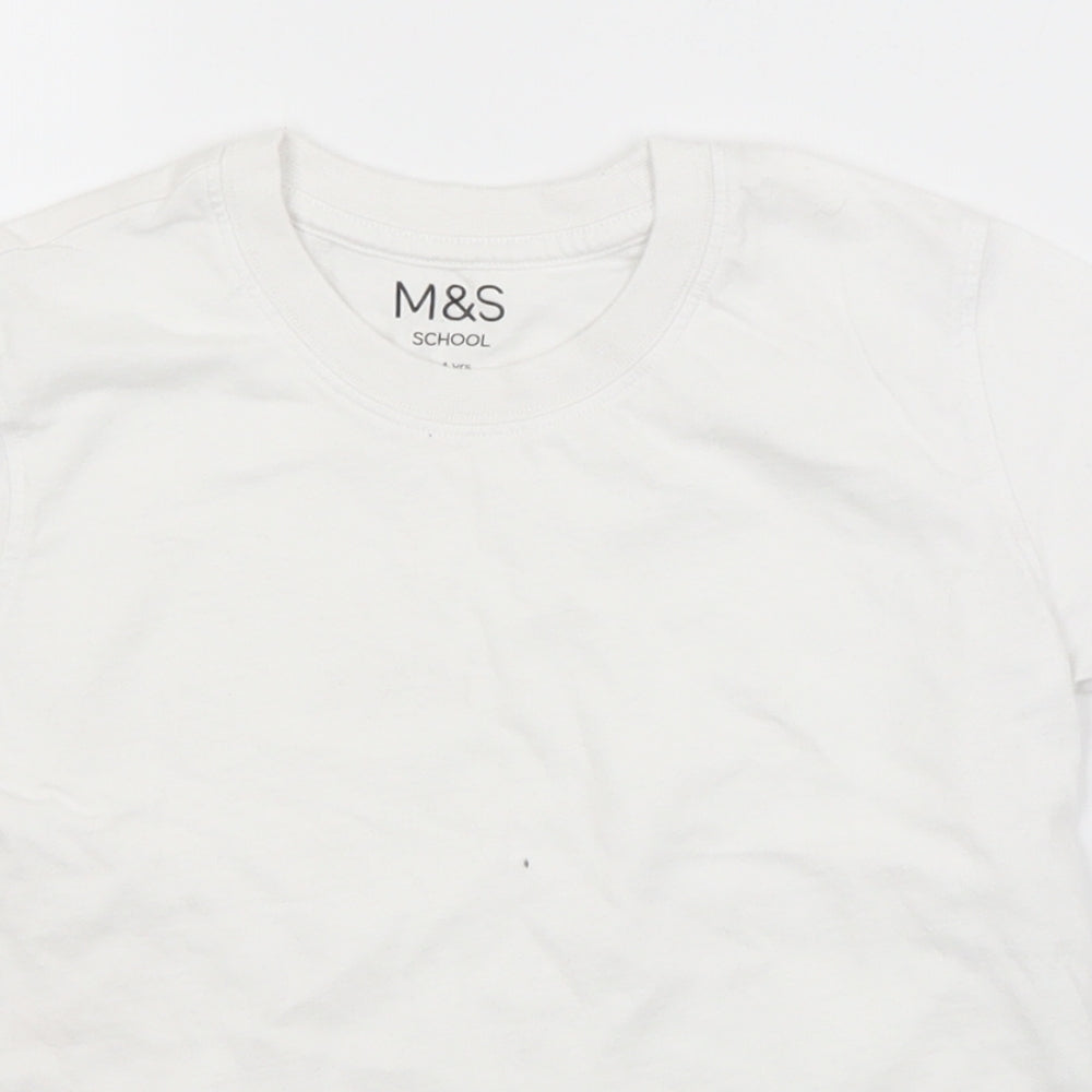 M&S SCHOOL Boys White   Basic T-Shirt Size 3-4 Years  - SCHOOL T-SHIRT