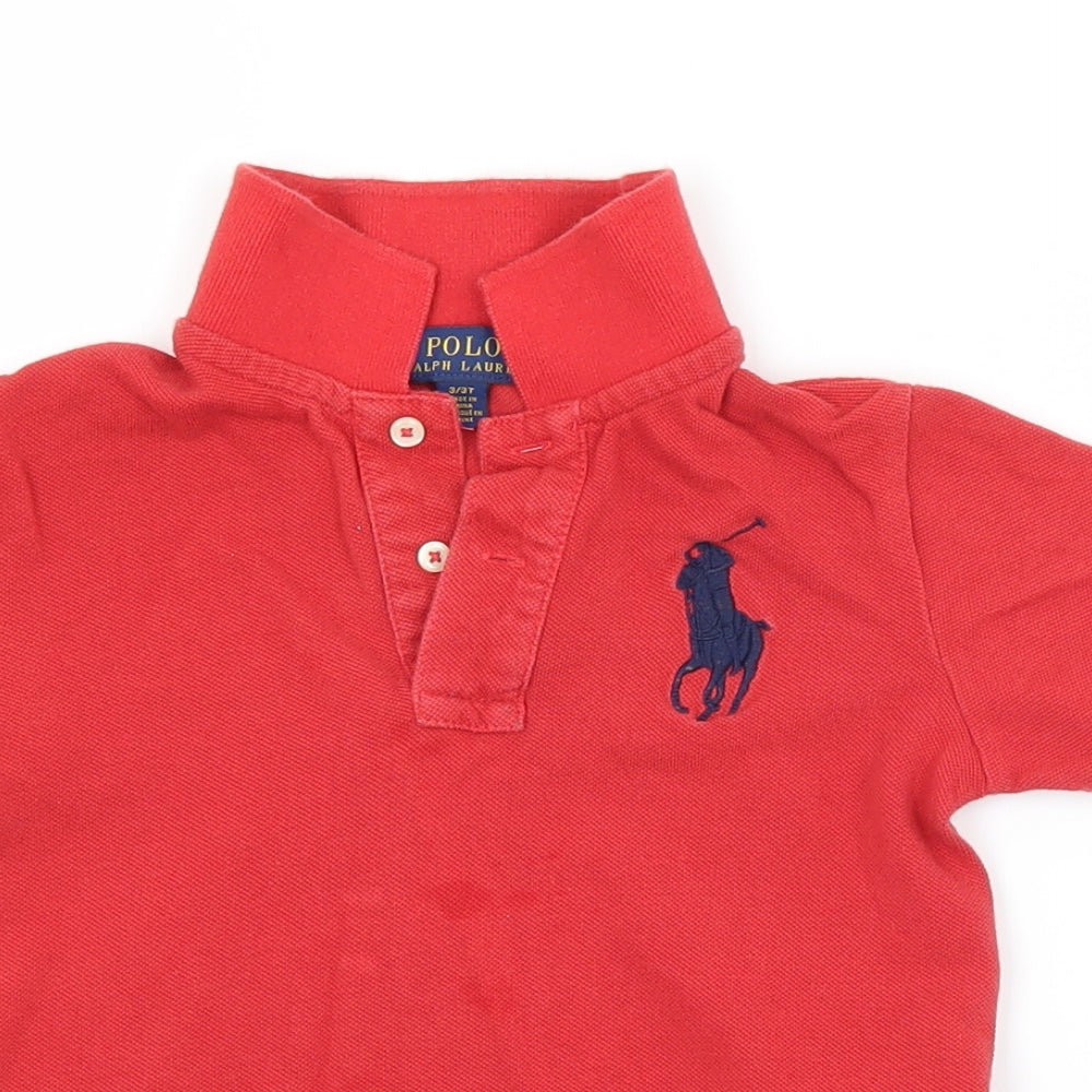 Polo Ralph Lauren Boys Red Batik  Basic Polo Size 3-4 Years