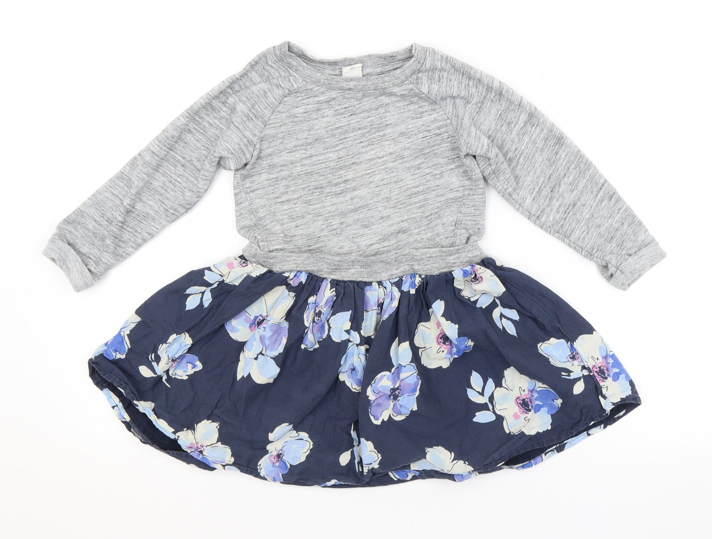 Gap Girls Grey Floral  Jumper Dress  Size 4 Years