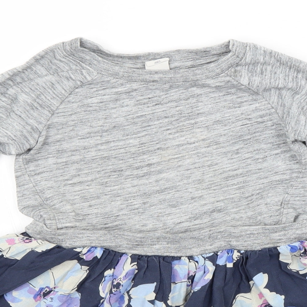 Gap Girls Grey Floral  Jumper Dress  Size 4 Years